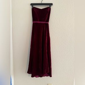 Vision Apparel velvet strapless deep red dress size 14 holiday‎ season midi